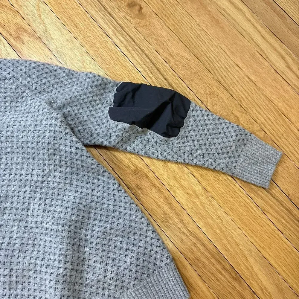 Fjallraven Ovik Nordic Sweater Men’s Size L Wool Gray Pattern Knit Elbow Patches - Picture 12 of 13